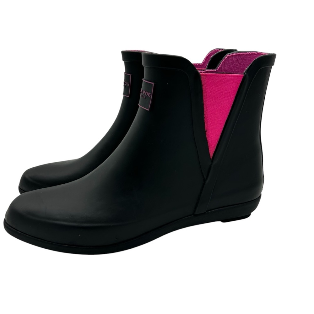 London Fog Black and Pink Winter Rain Boots